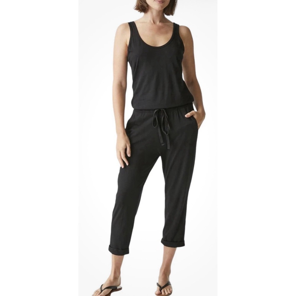 NWT Michael Stars Women's Tank Theo Jumpsuit with Drawstring Black Crop Sz SP